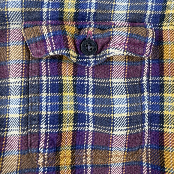 Patagonia Women's Fjord Flannel Shirt Sz 10 Organic Cotton Purple Plaid - Picture 4 of 7